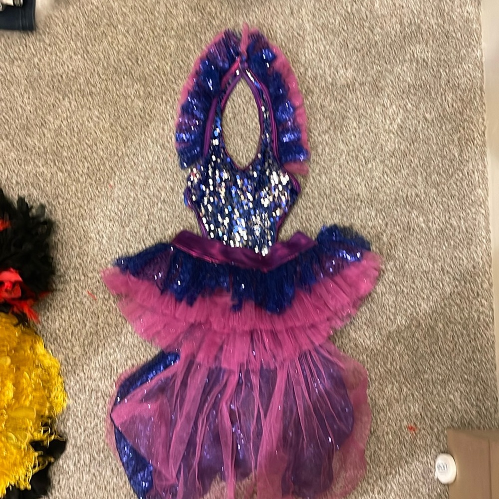 Beautiful and fun two piece set! The body suit has blue and silver sequins